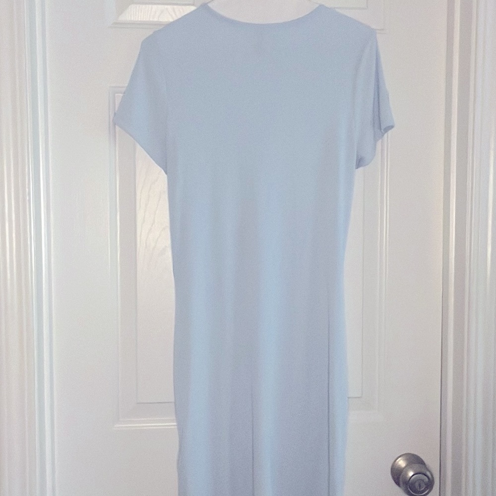 Midi Light Blue Rouched Dress - Picture 2 of 2